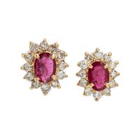 Composite Gemstone, Diamond, and Yellow Gold Earrings