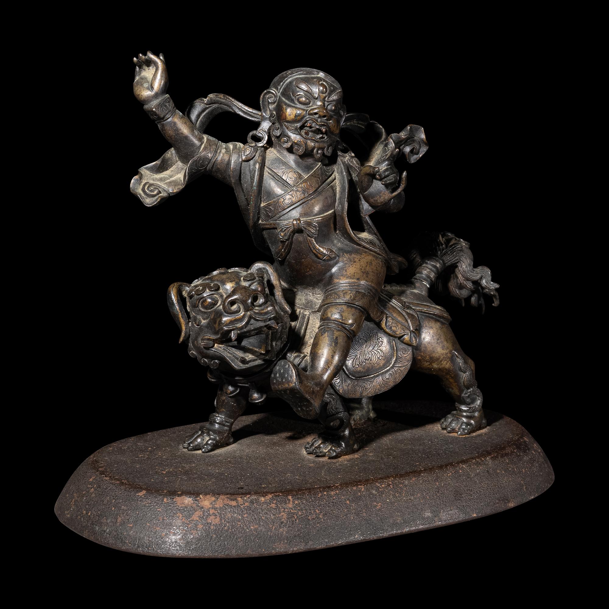 A Sino-Tibetan Bronze Figure of a Guardian