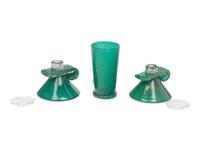 A Pair of Contemporary Art Glass Candlesticks
