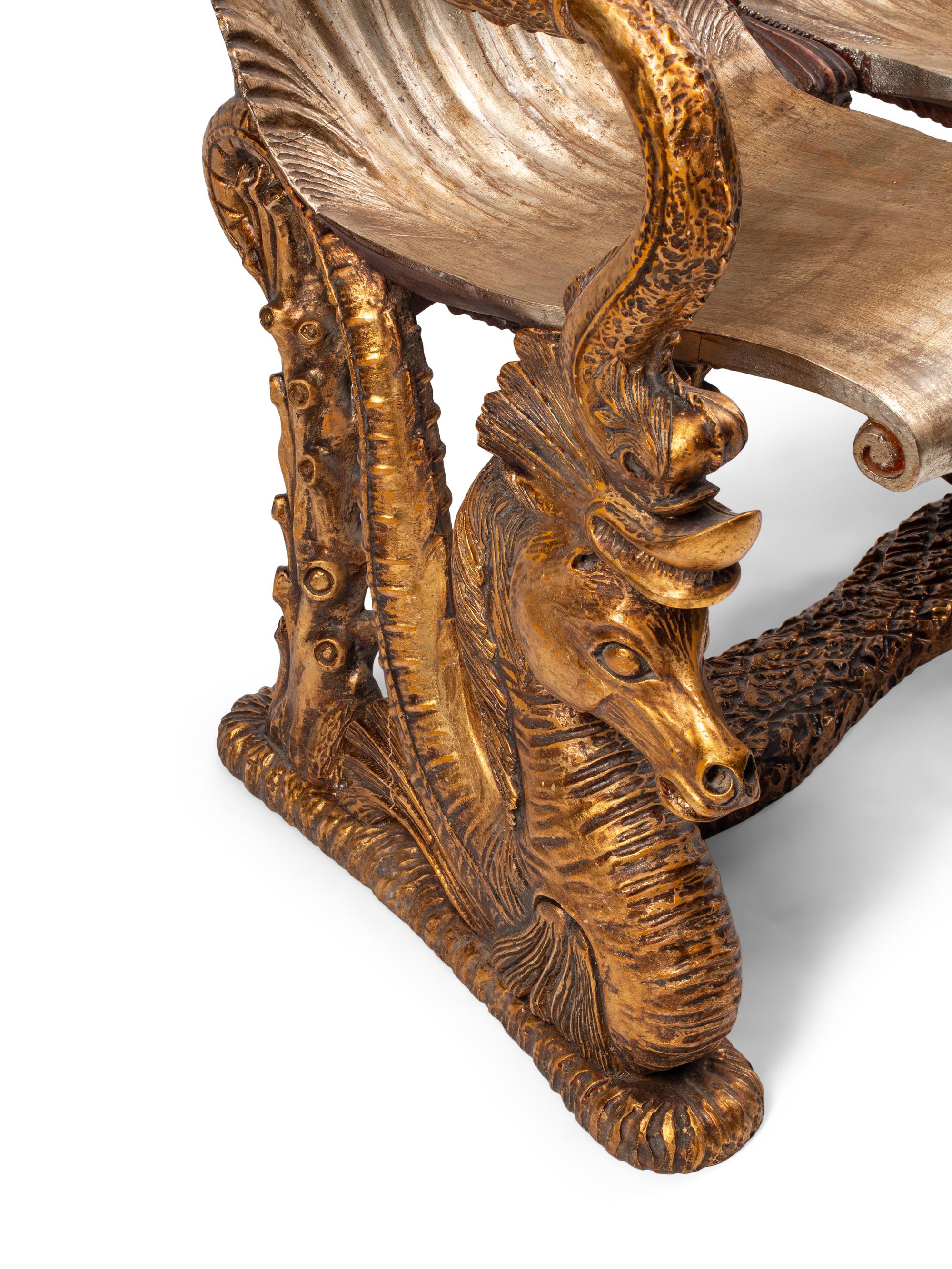 A Venetian Grotto Style Silver Gilt Settee