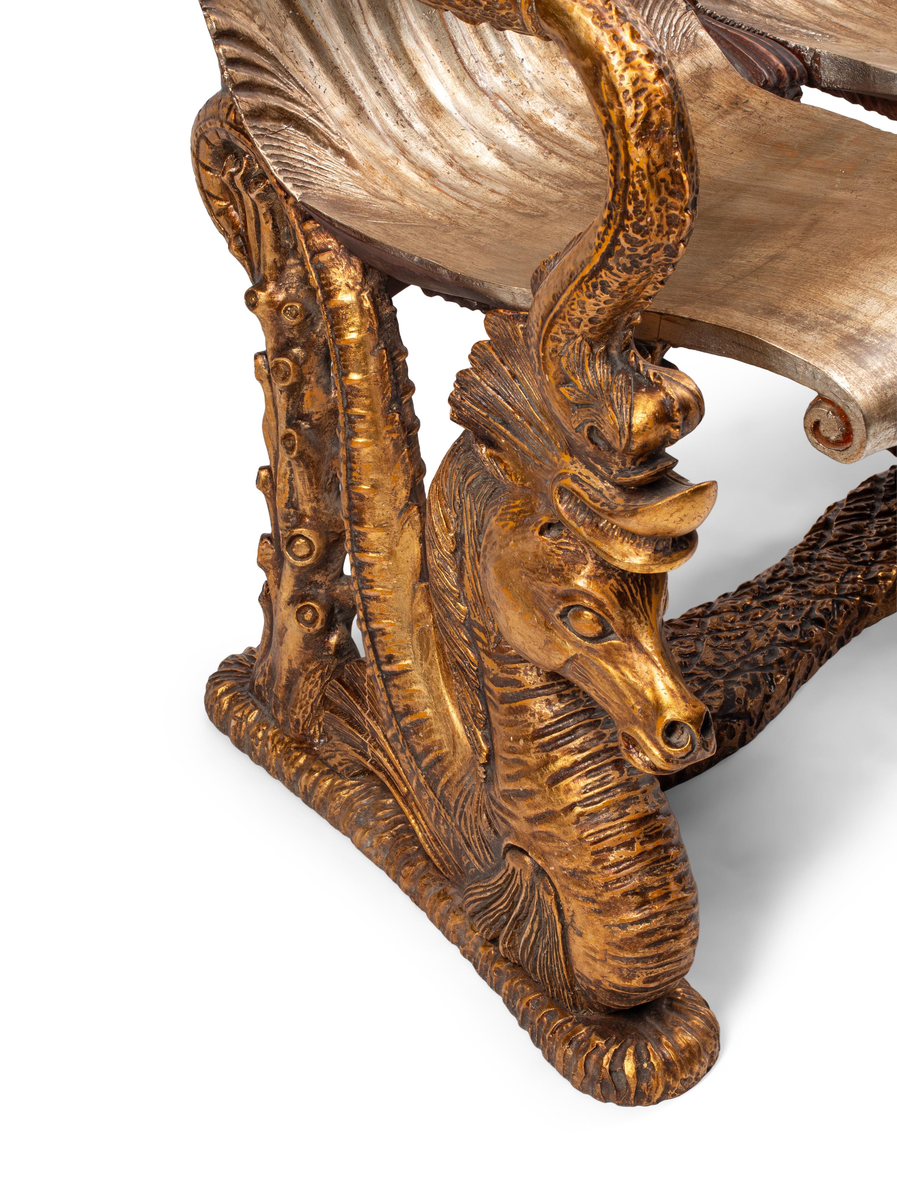 A Venetian Grotto Style Silver Gilt Settee