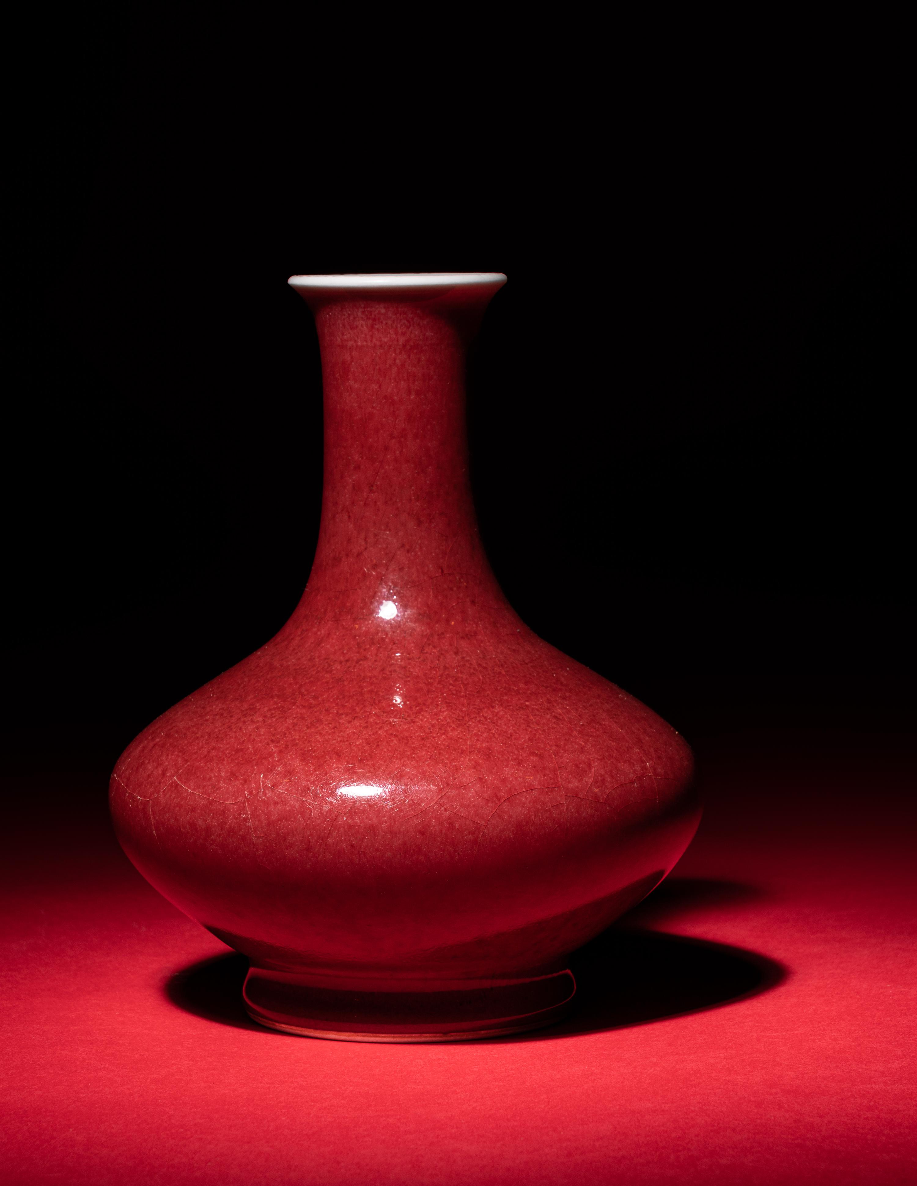 A Copper Red Glazed Porcelain Bottle Vase
