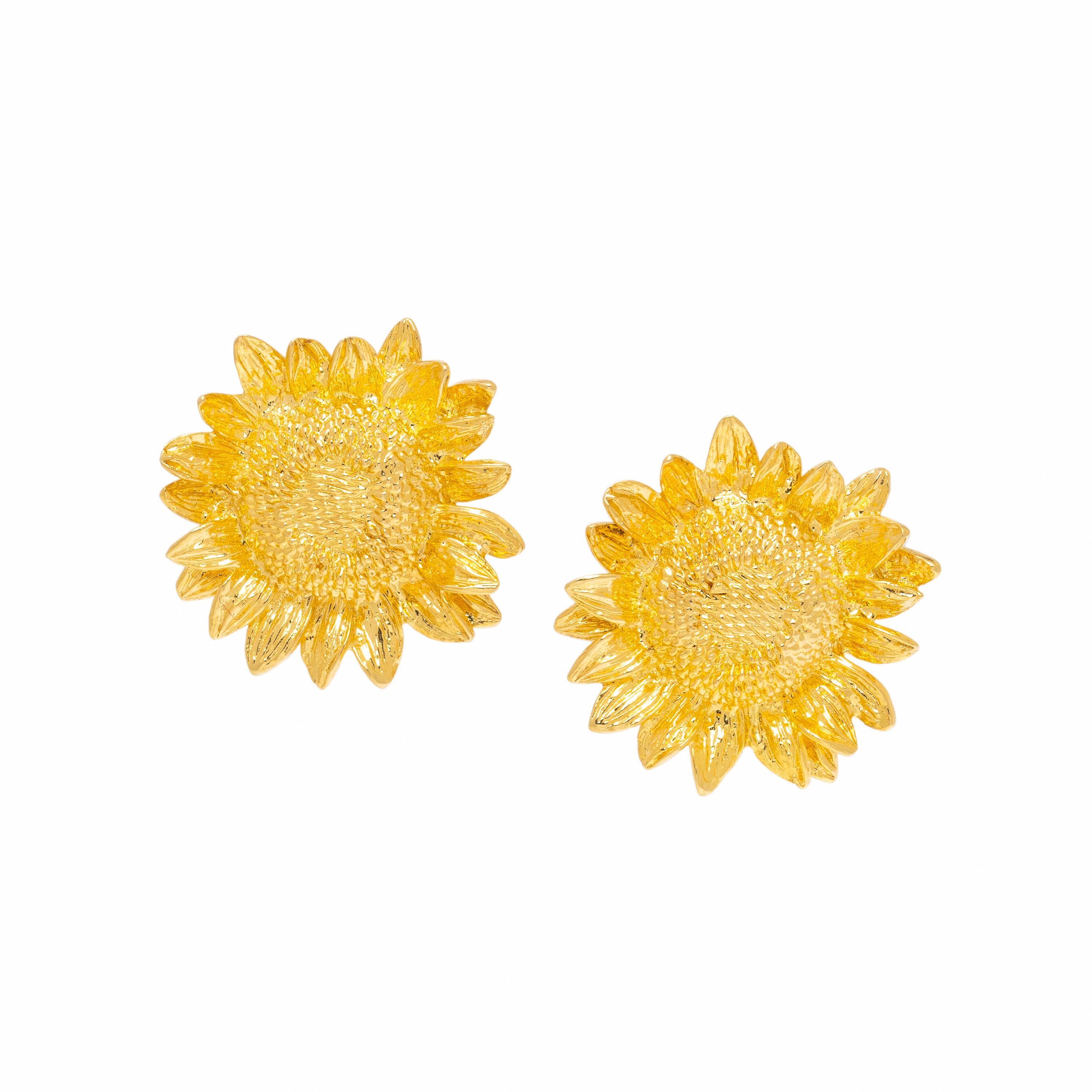 Asprey, Yellow Gold Sunflower Earrings