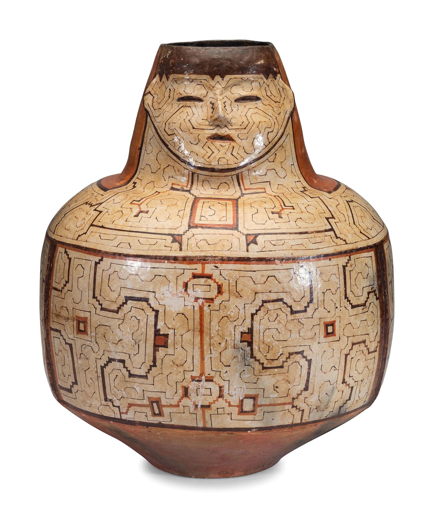 Peruvian Shipibo Figural Pottery Jar
