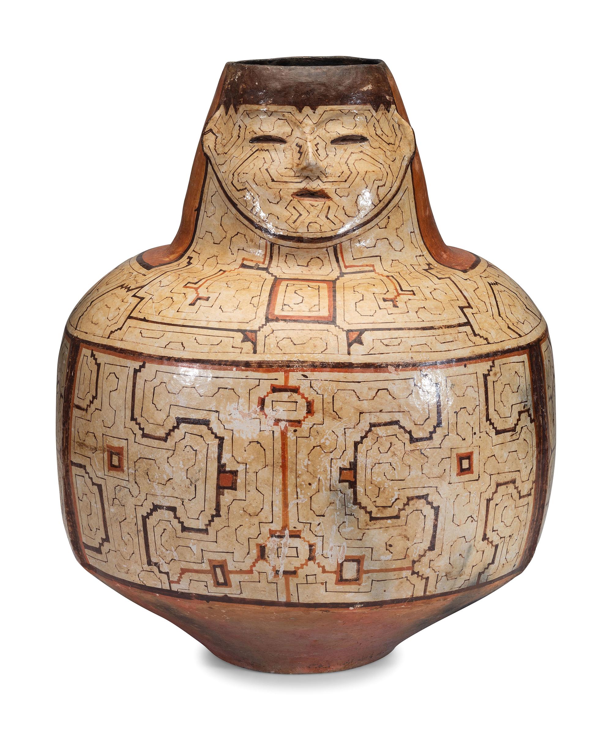 Peruvian Shipibo Figural Pottery Jar