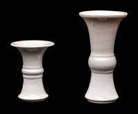 Two Chinese Miniature Blanc de Chine Gu Vases