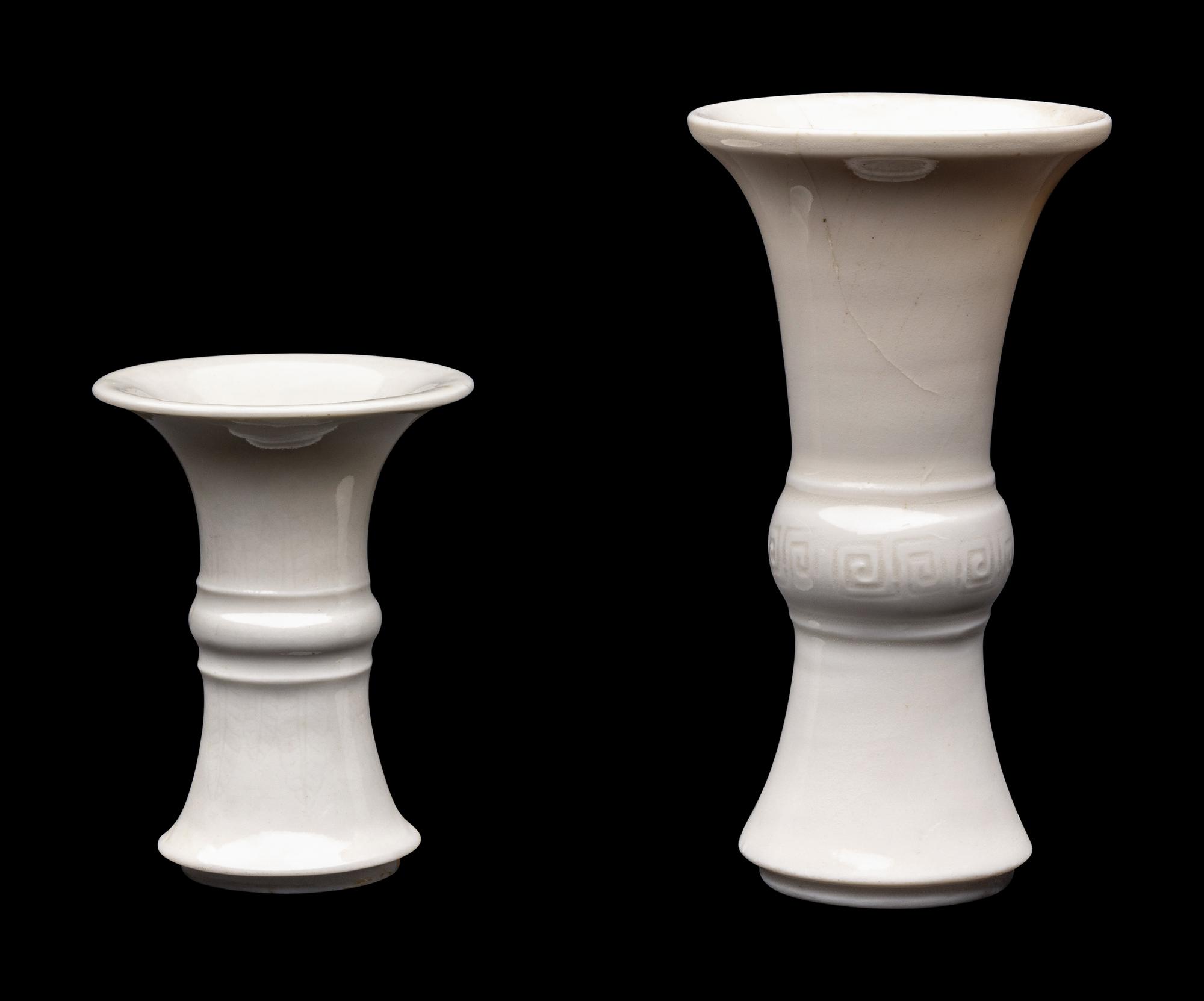 Two Chinese Miniature Blanc de Chine Gu Vases