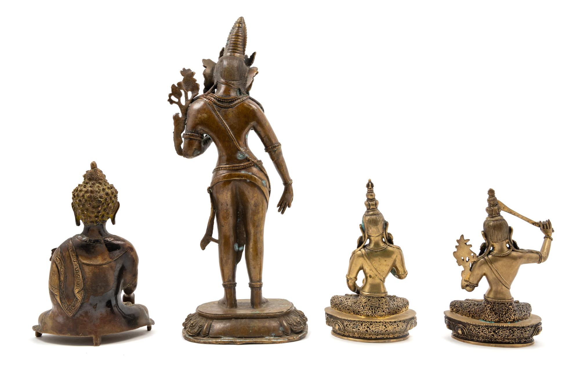 Four Sino-Tibetan Gilt Bronze Figures