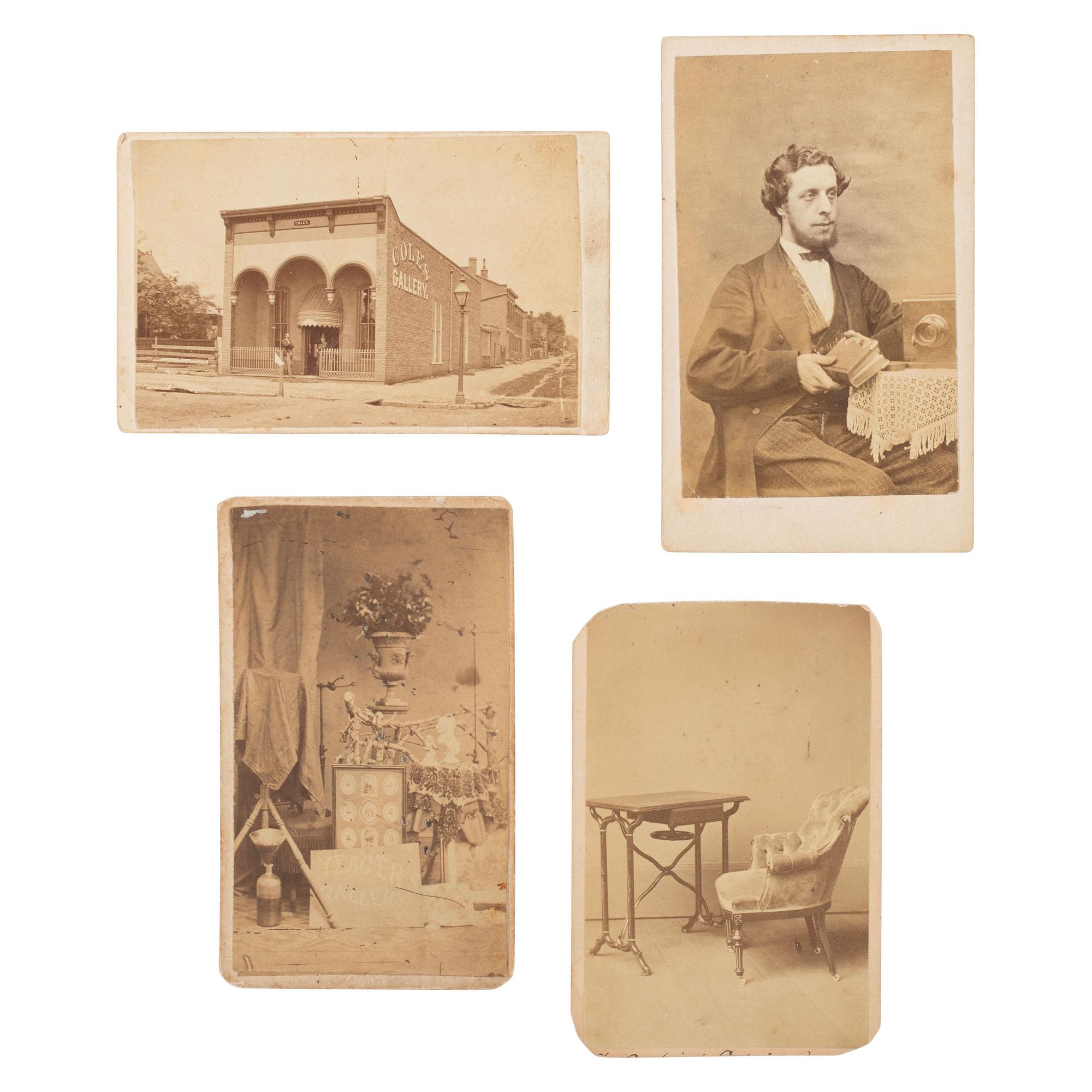 [Early Photography] Group of Four Carte de Visites with Photographic Interest incl. Photographer Posed with His Camera.