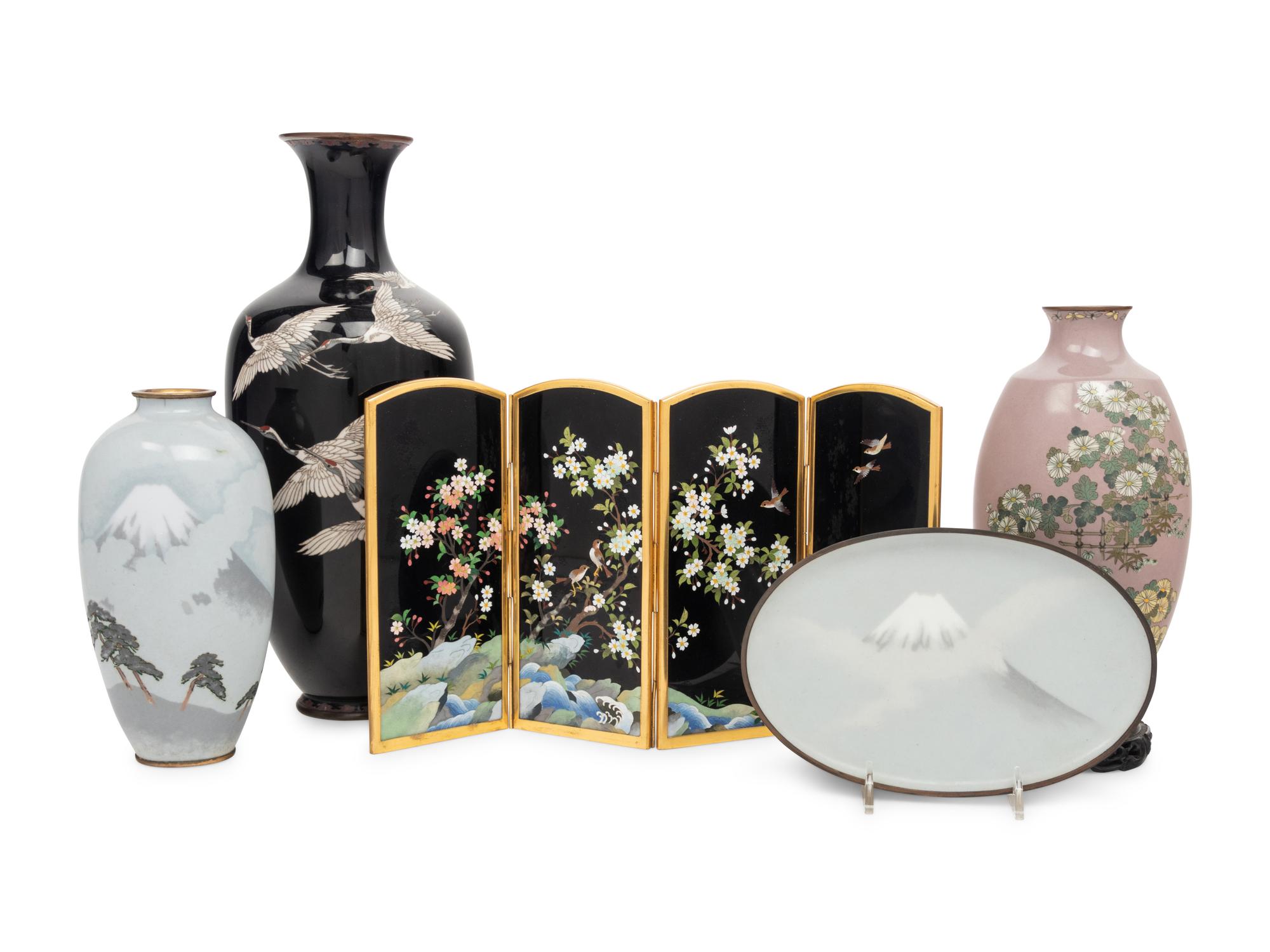 Five Japanese Cloisonné Articles