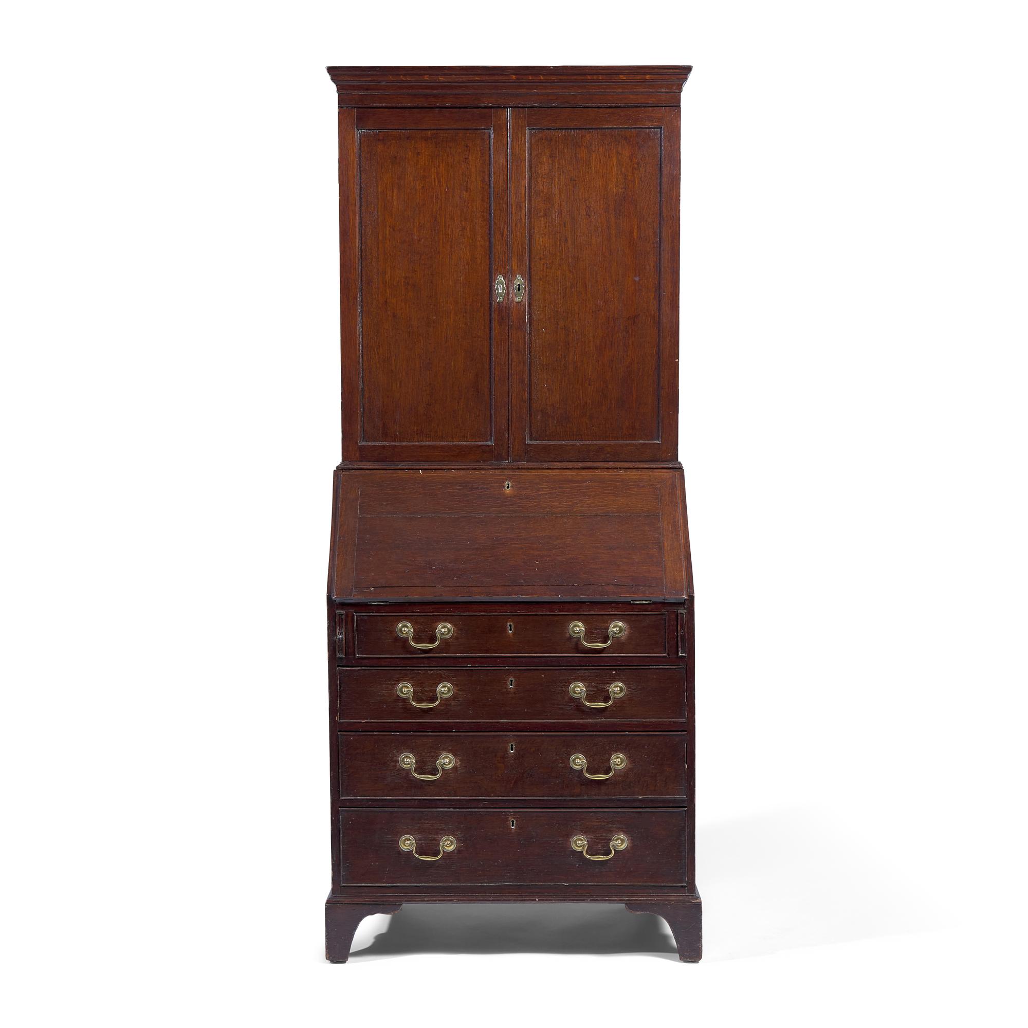A George III Oak Desk and Bookcase