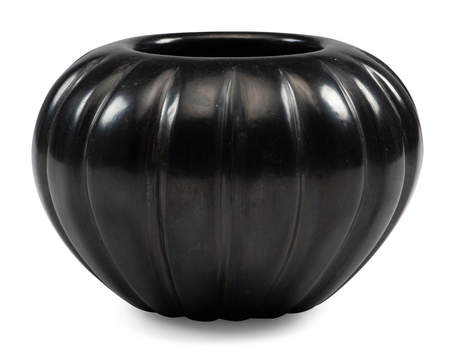 Blackware Pottery Melon Jar