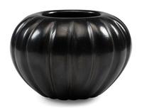 Blackware Pottery Melon Jar