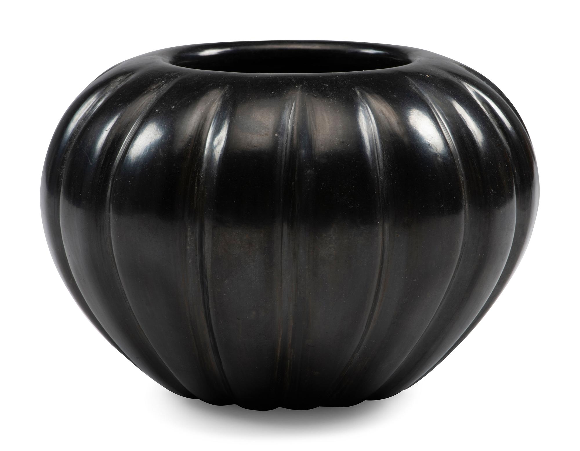Blackware Pottery Melon Jar
