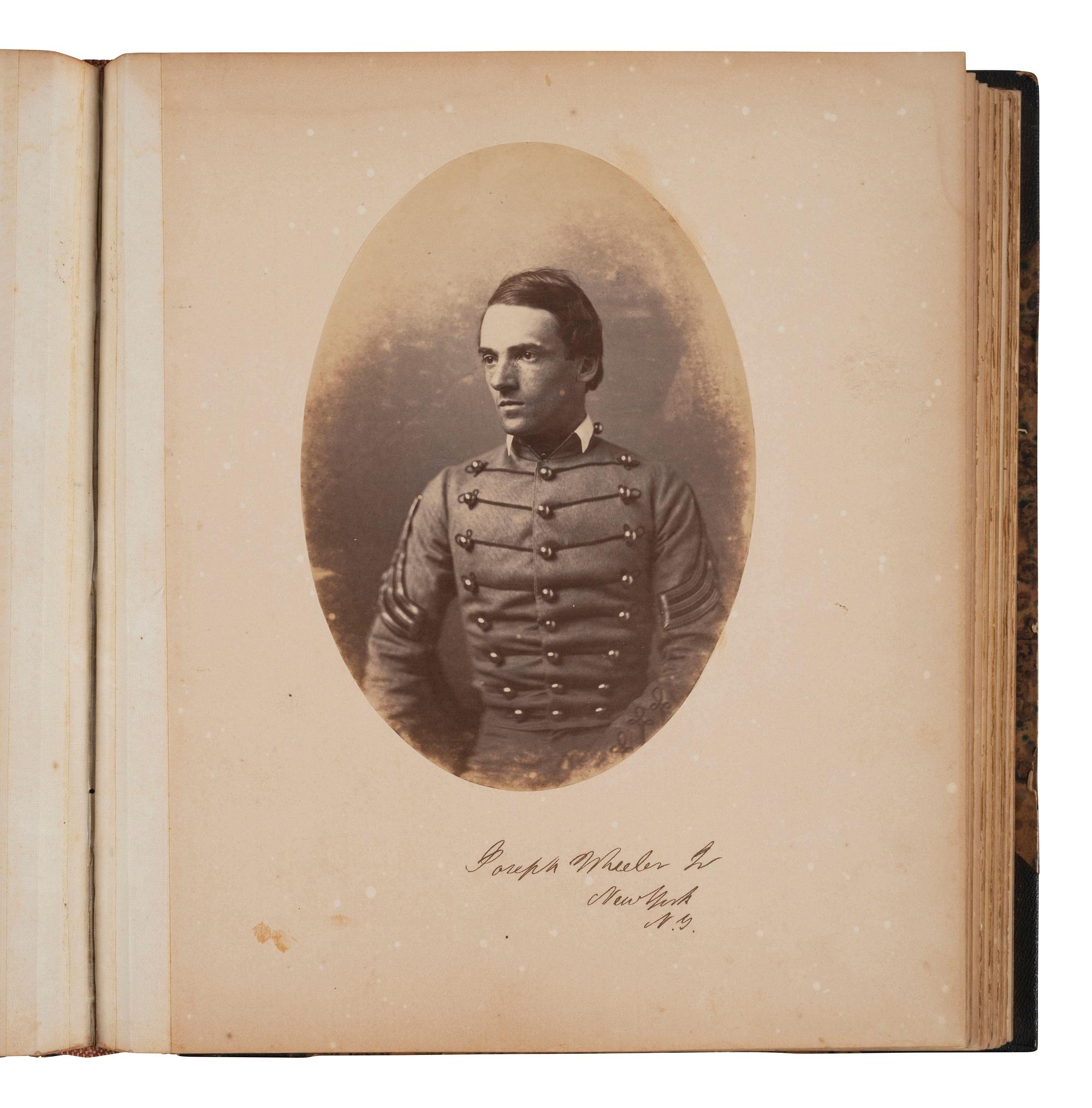 [MILITARIA - CIVIL WAR]. West Point album featuring 34 portraits of faculty, staff, and cadets, many of whom would serve in the Civil War, 1859.