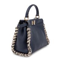 Fendi, Mini Peekaboo Bag in Navy Leather & Python