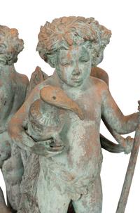 A Large Continental Patinated Bronze Putti Fountain