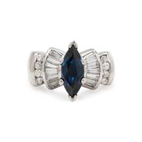 SYNTHETIC SAPPHIRE AND DIAMOND RING