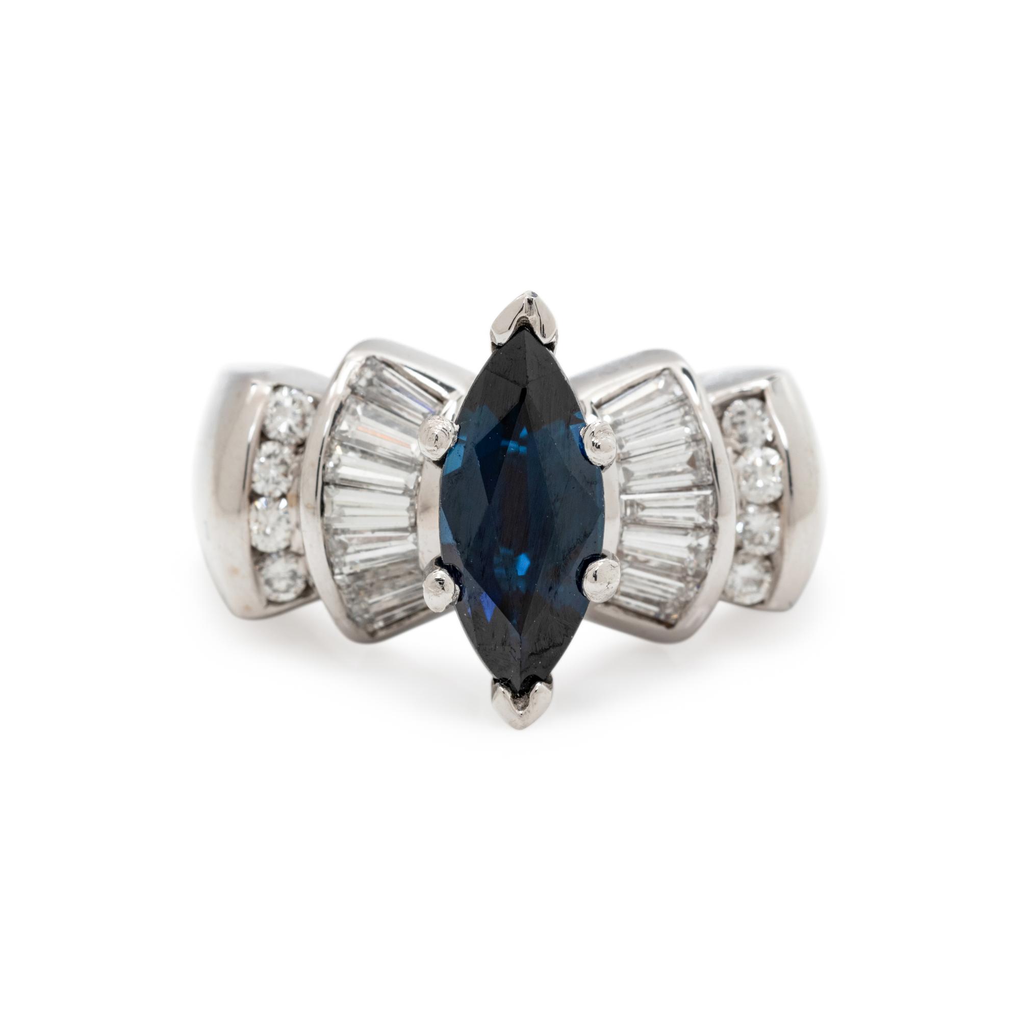 SYNTHETIC SAPPHIRE AND DIAMOND RING