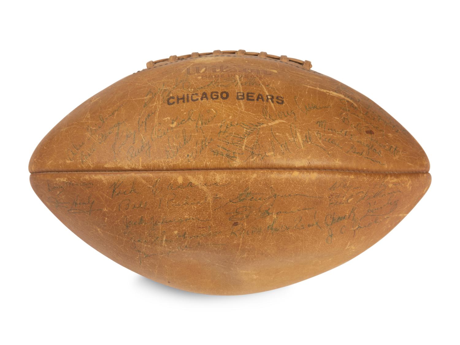 A 1958 Chicago Bears Team Signed Football Featuring Wille Gallimore, Chuck Howley, Bill George and Doug Atkins (Beckett Authentication Services Letter)