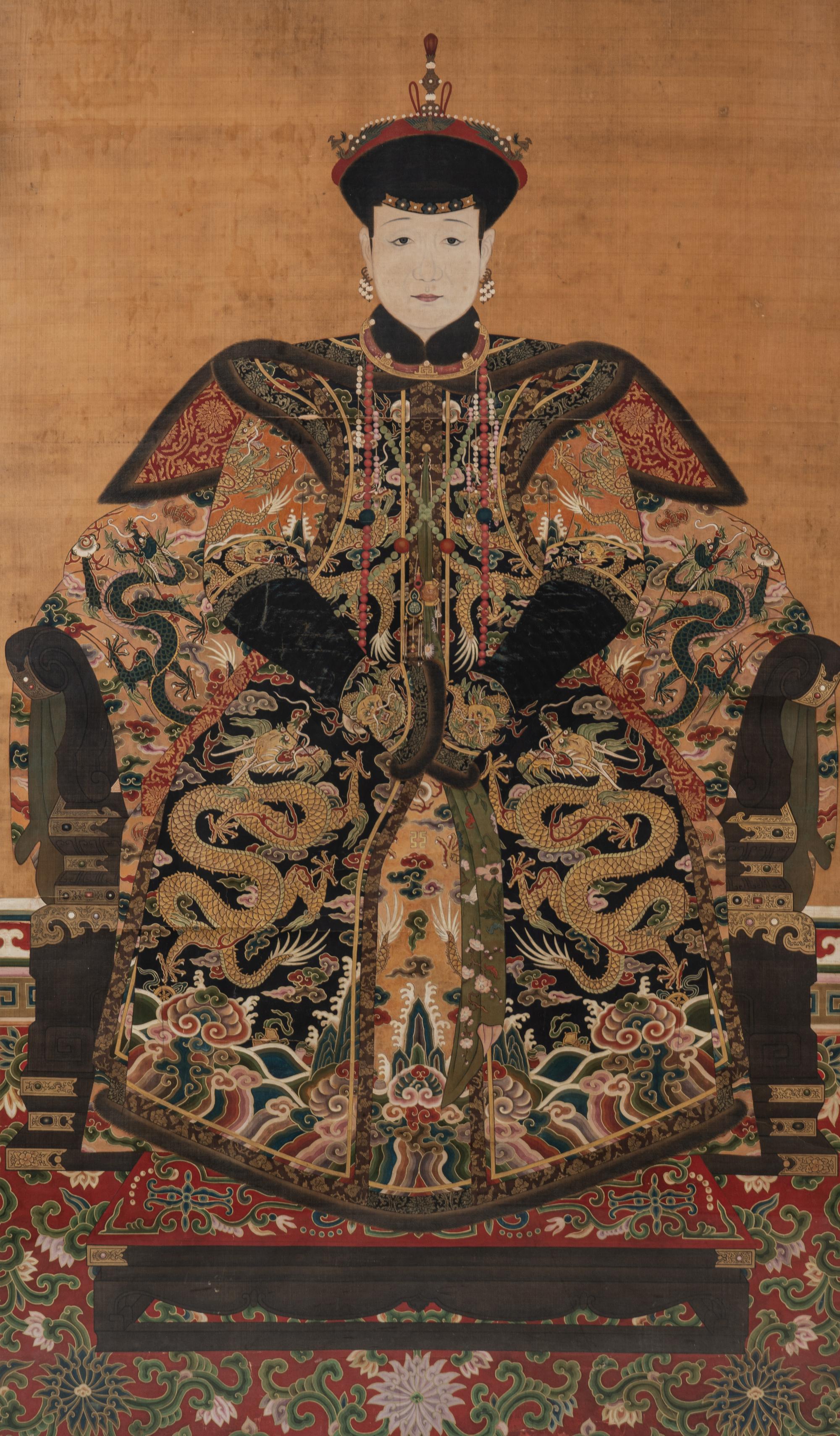 A Pair of Portraits of a Manchu Royal Prince and Princess