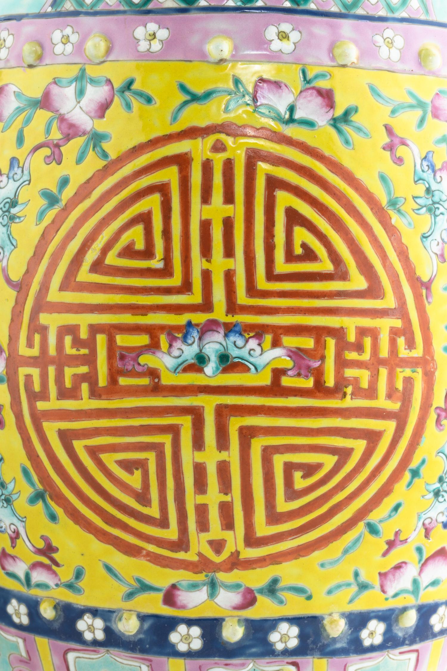 A Pair of Chinese Enameled Porcelain Garden Seats