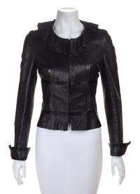 A Chanel Black Lambskin Leather Jacket, Size 38.