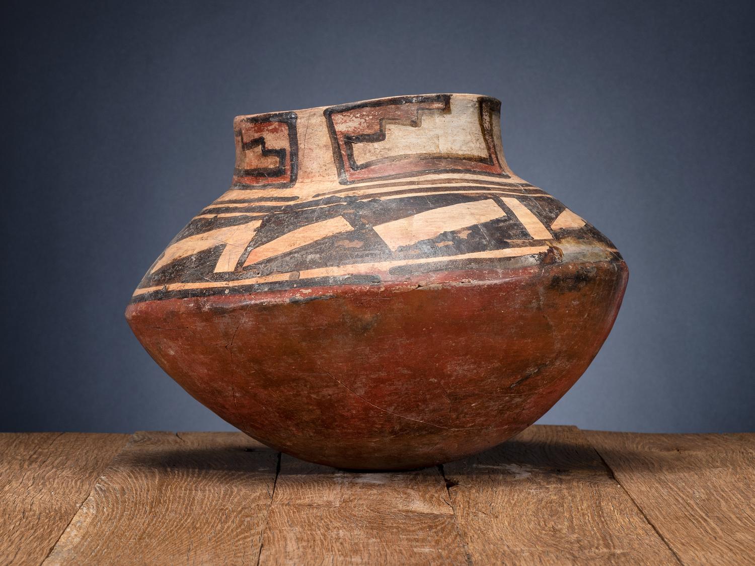 San Lazaro Pueblo Polychrome Pottery Olla