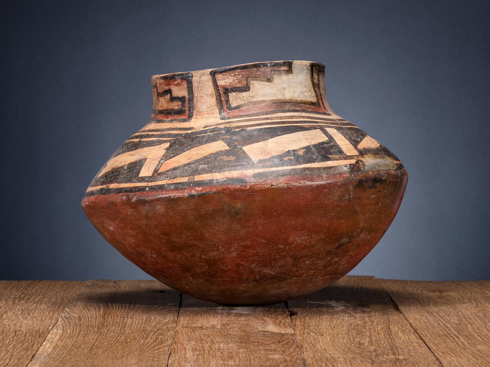San Lazaro Pueblo Polychrome Pottery Olla