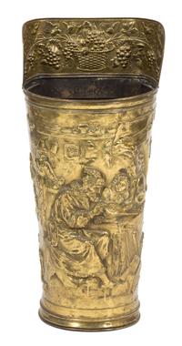 An English Embossed Brass Umbrella Stand — 19TH CENTURY