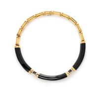 CARDI MILANO, YELLOW GOLD, ONYX, AND DIAMOND JEWELRY SET
