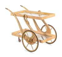 A Parchment Veneered Swan Bar Trolley Attributed to Aldo Tura