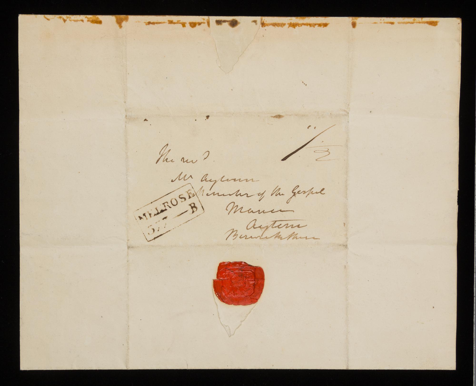 SCOTT, Walter, Sir (1771-1832). Autograph letter signed ("Walter Scott"), to Mr. Aylvin. Abotsford, Saturday, n.d.