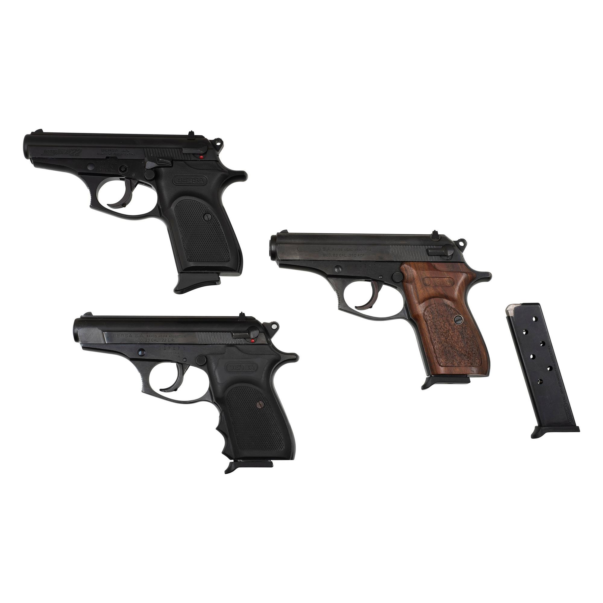 * Lot of Three Bersa Pistols Including Model 83 .380 Caliber, and Bersa Thunder 22 in Box with Accessories