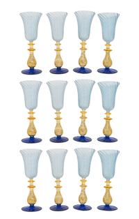 A Set of Twelve Murano Colored-Glass Chalices