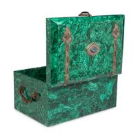 A Large Filigree, Ruby and Emerald-Mounted Malachite Box