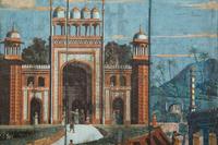A Pair of French Scenic Wallpaper Three-Panel Screens, Grande Chasse au Tigre dans l'Inde (The Tiger Hunt)
