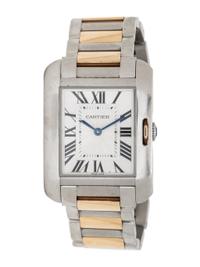 CARTIER, STAINLESS STEEL AND 18K YELLOW GOLD 'TANK ANGLAISE' WATCH