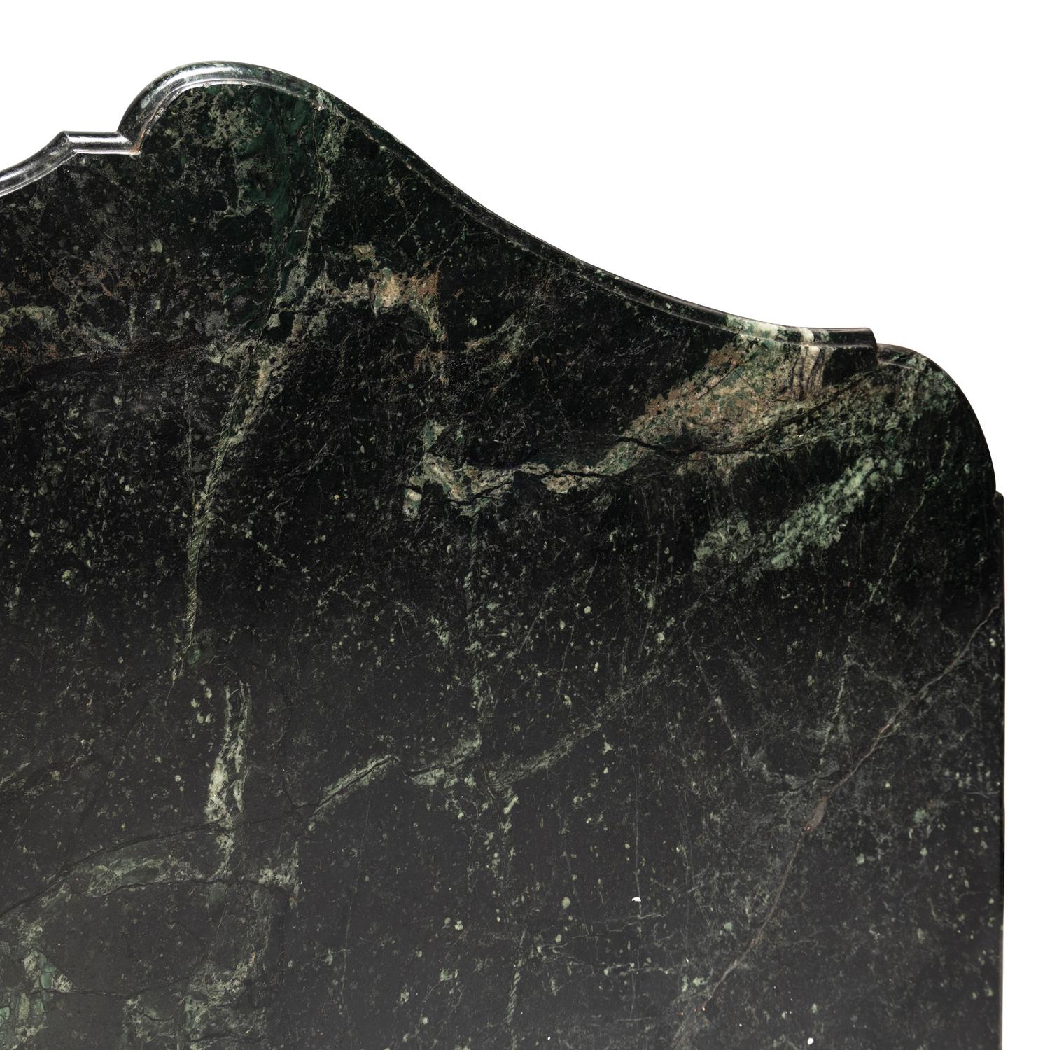 A Régence Carved Giltwood and Marble-Top Serpentine Console Table