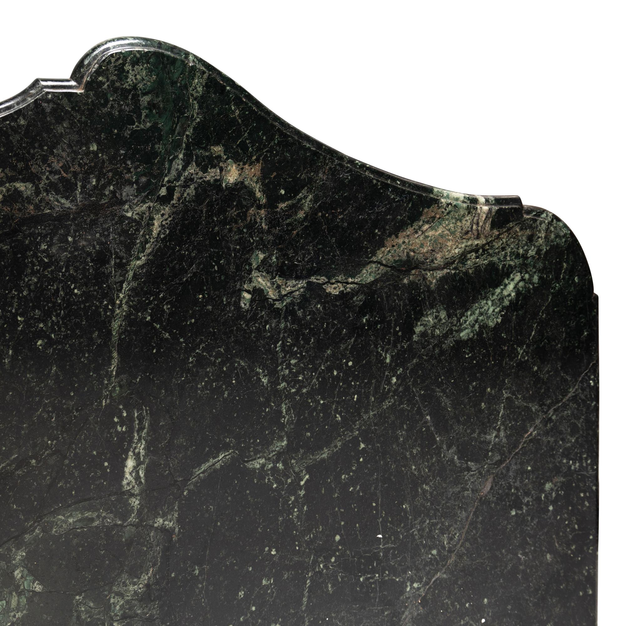 A Régence Carved Giltwood and Marble-Top Serpentine Console Table