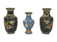 A Group of Three Chinese Cloisonne Vases — 20TH CENTURY
