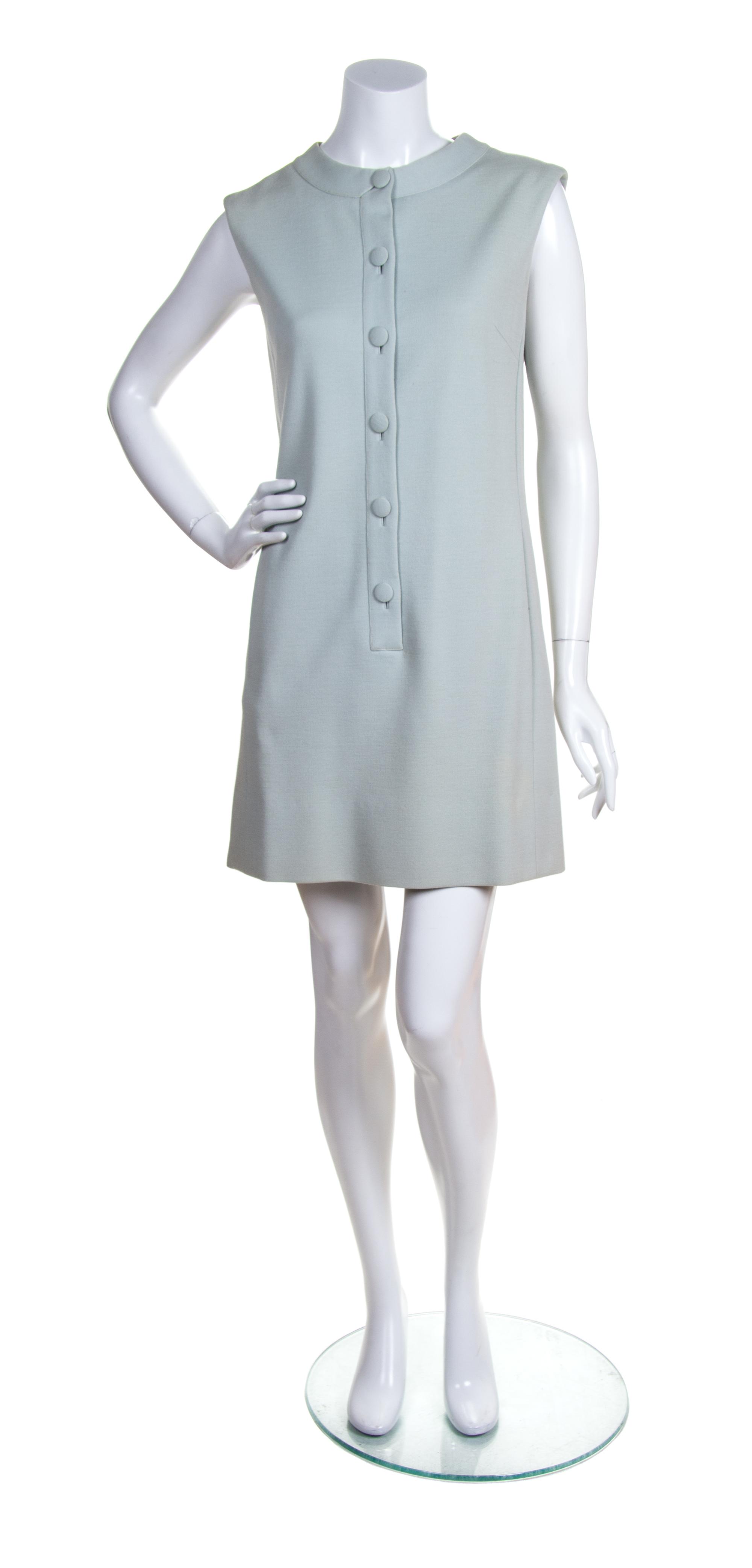 A Norman Norell Pale Green Wool Sleeveless Dress,