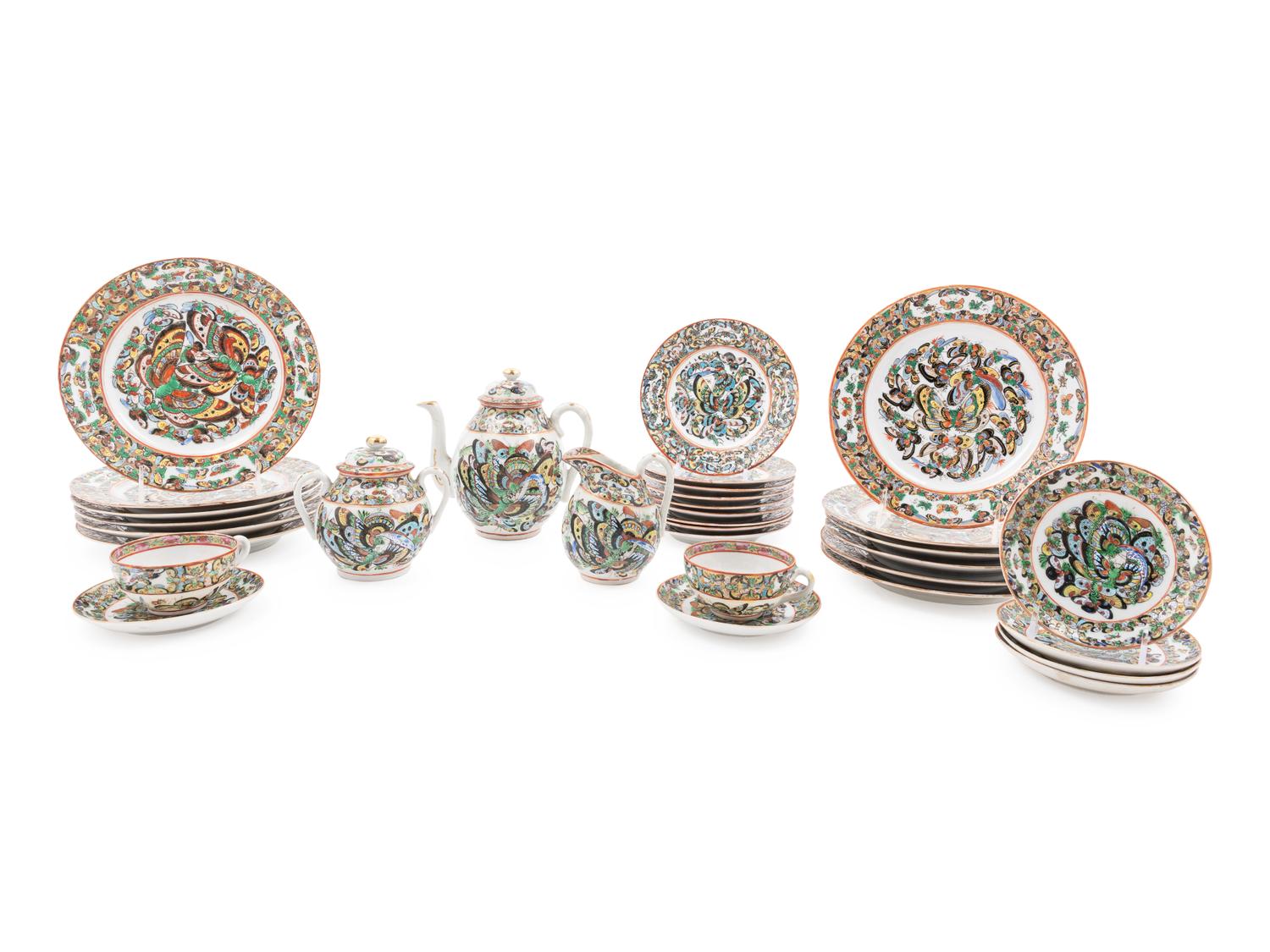 A Set of Forty-One Chinese Export Famille Rose Porcelain Partial Tea Service