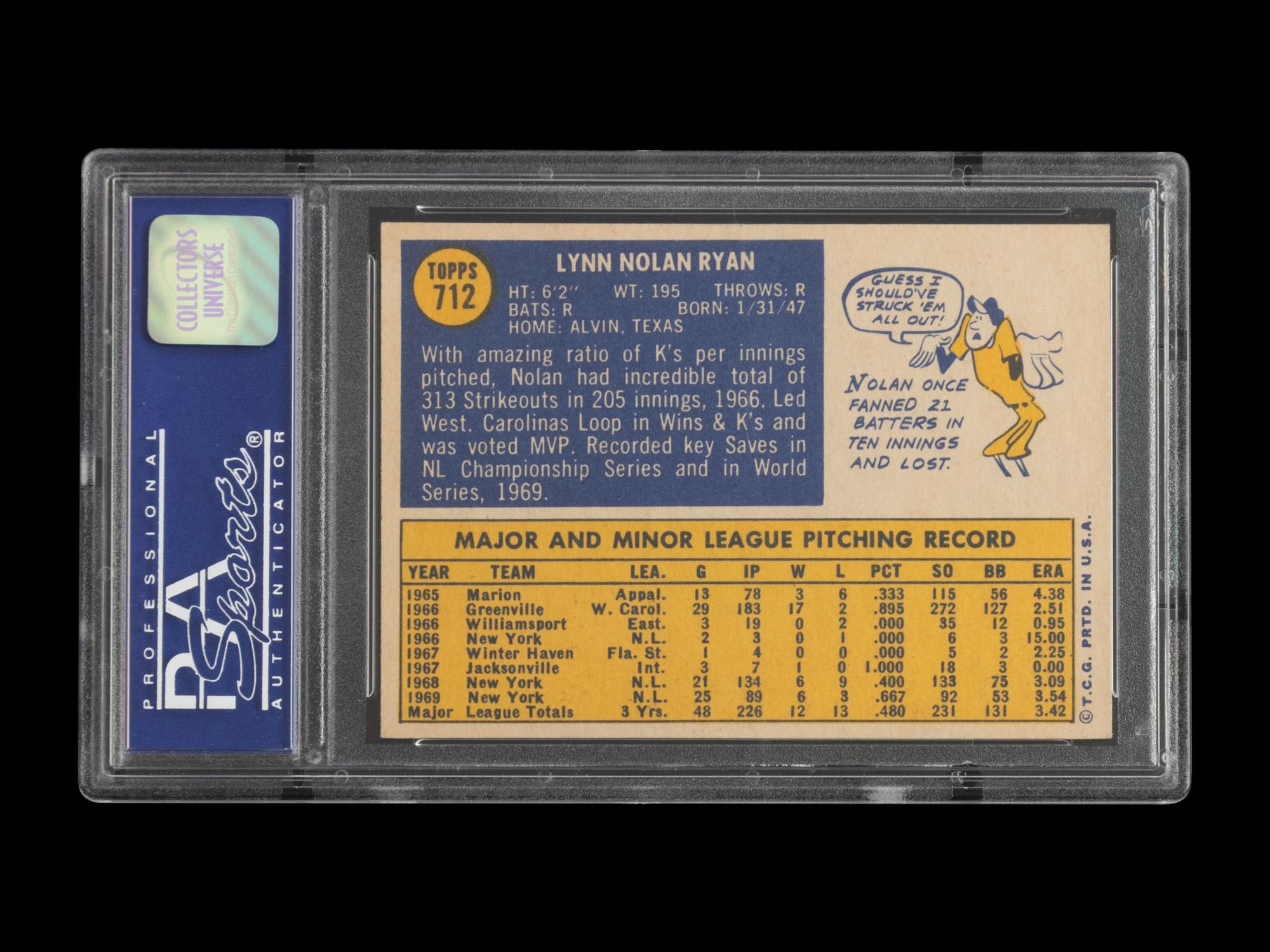A 1970 Topps Nolan Ryan Baseball Card No. 712 (PSA 7 NM)