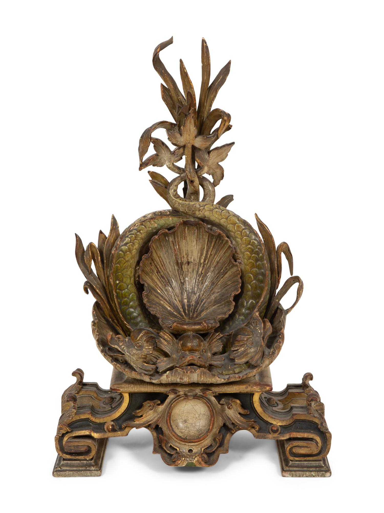 A Continental Carved Giltwood Pocket Watch Stand