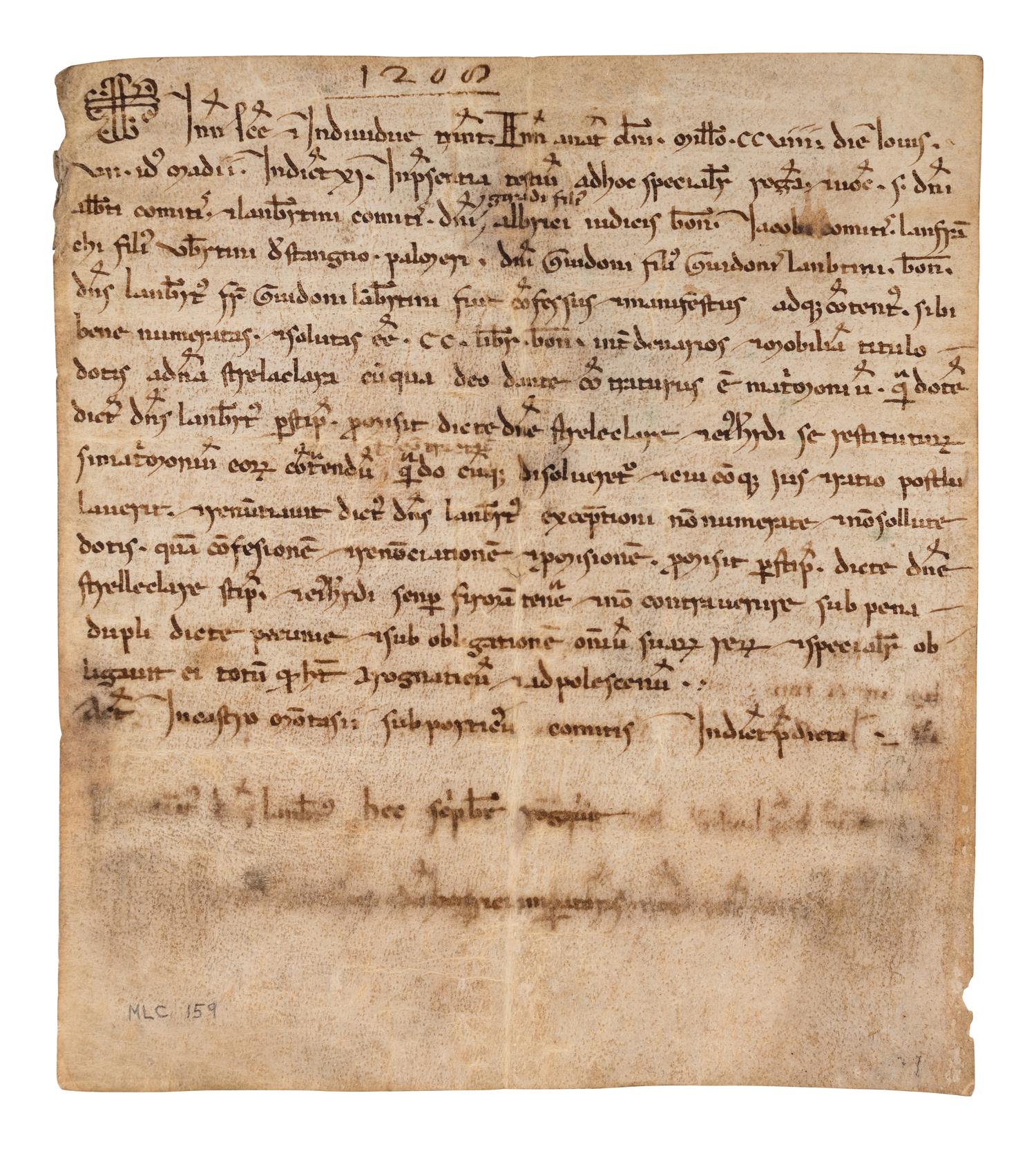 A MEDIEVAL PRE-NUP Notarial Document: A Dowry Arrangement, in Latin, manuscript on parchment [Italy, Southern Tyrol, 1208]