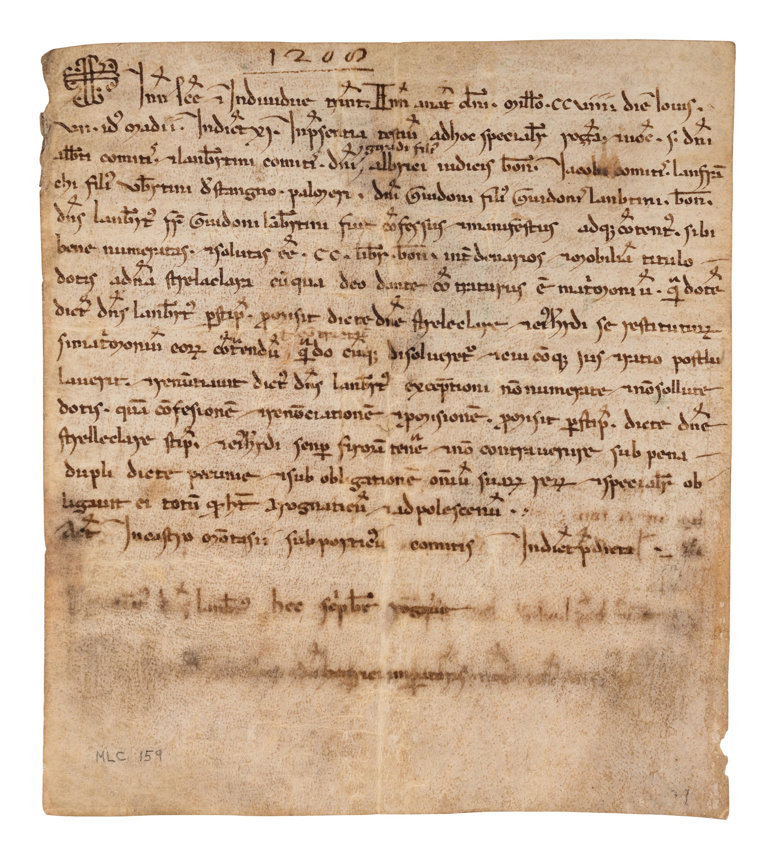 A MEDIEVAL PRE-NUP Notarial Document: A Dowry Arrangement, in Latin, manuscript on parchment [Italy, Southern Tyrol, 1208]