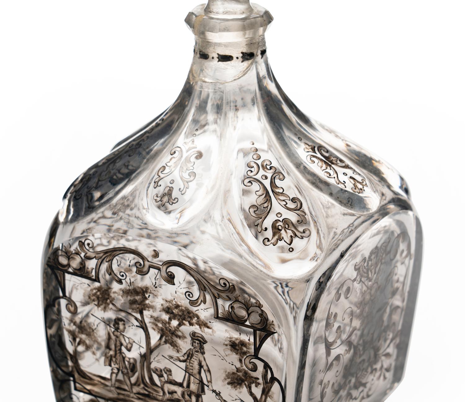 An Émile Gallé En Grisaille Enameled Decanter