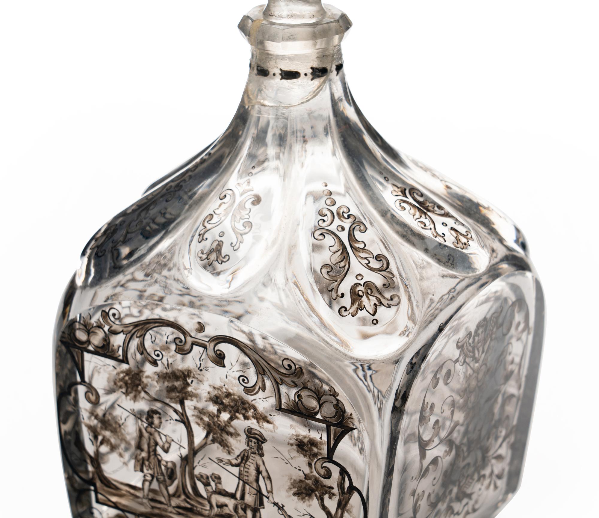 An Émile Gallé En Grisaille Enameled Decanter