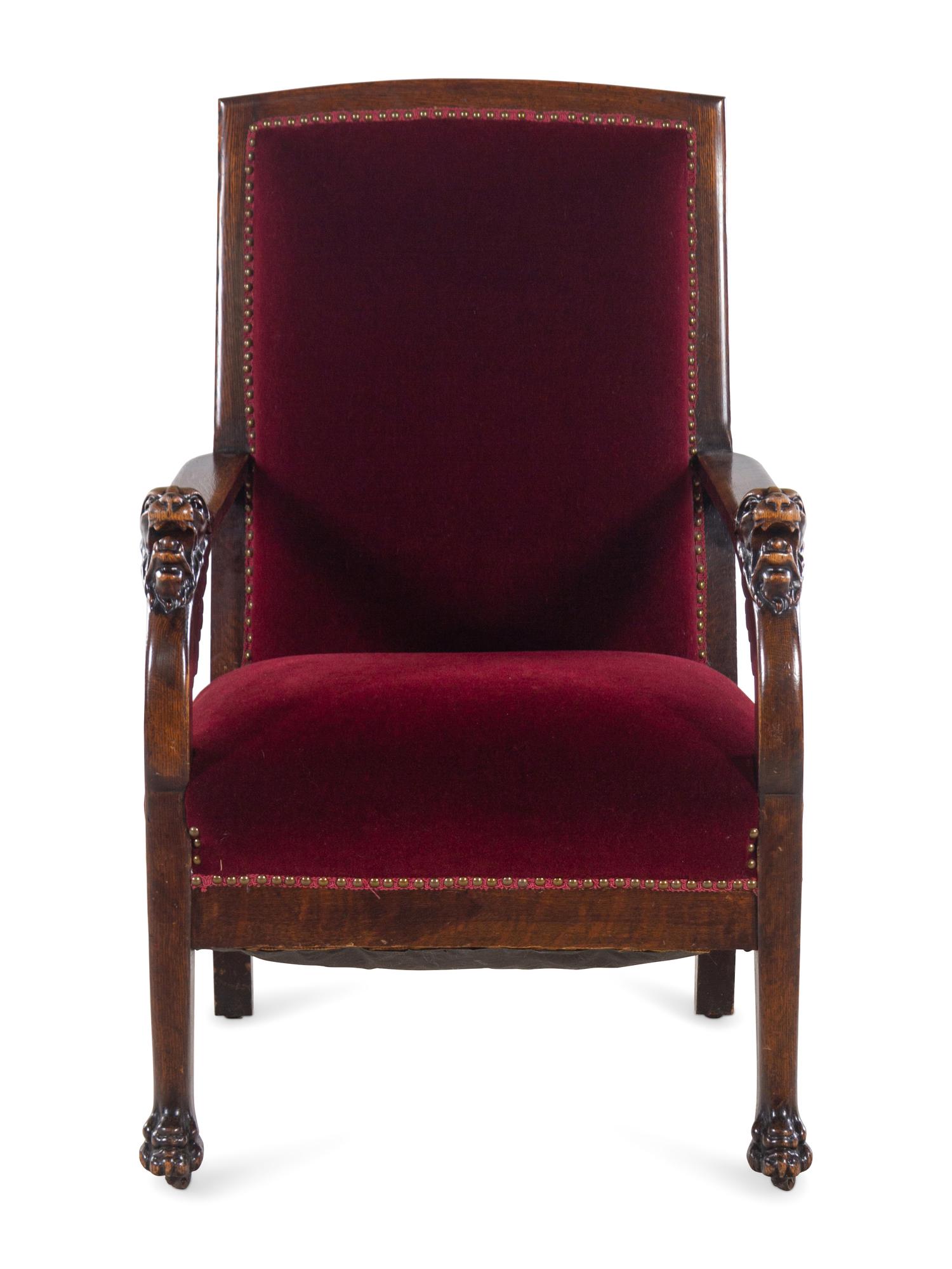 A Continental Carved Walnut Armchair